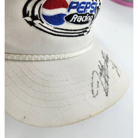 VTG Pepsi Racing White Trucker Rope Hat Signed by JEFF GORDON #24 Youngan OSFA